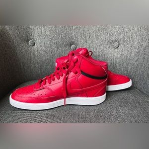 Nike hightop sneakers, red and black, white sole, great condition!